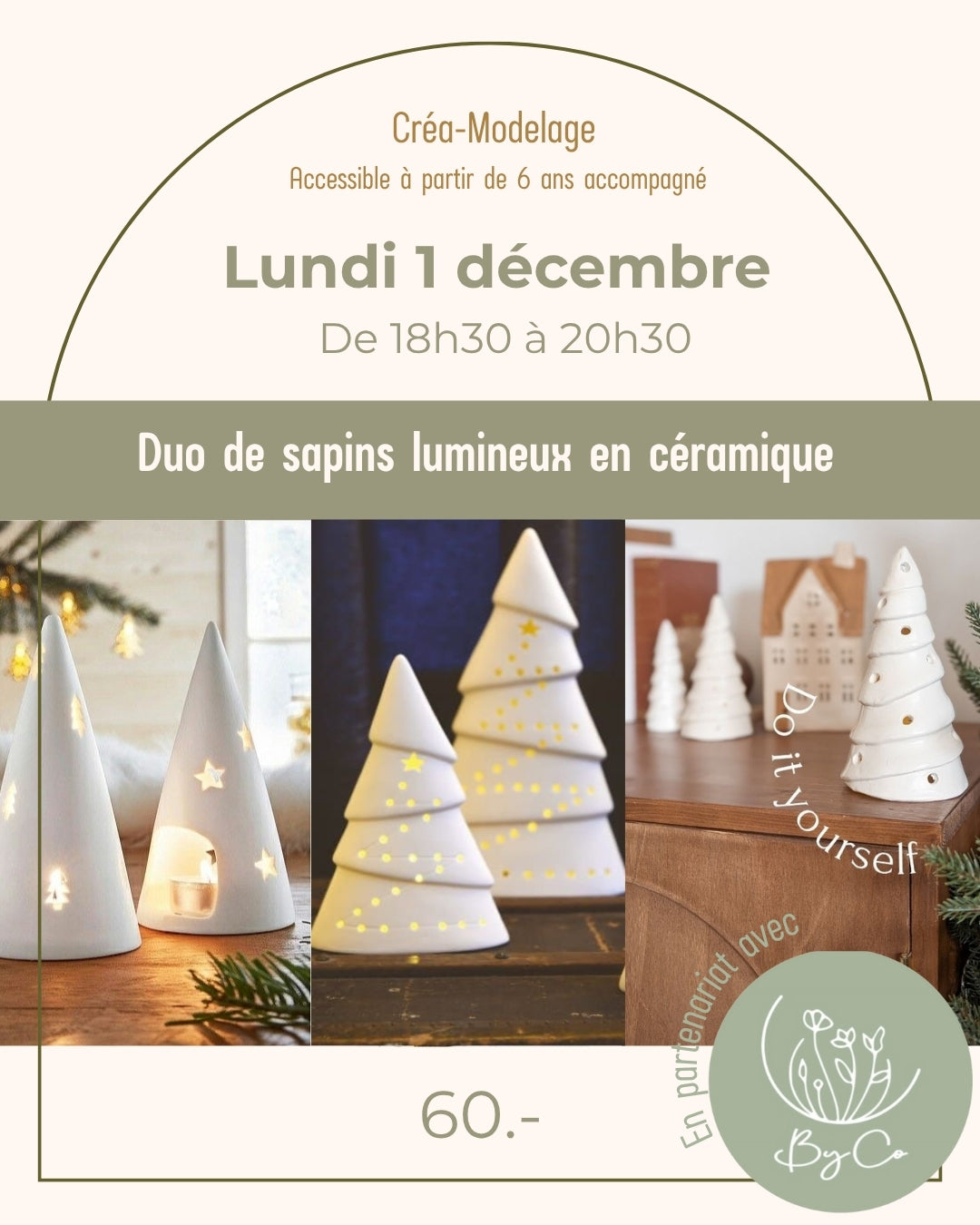 Duo de sapins lumineux en céramique