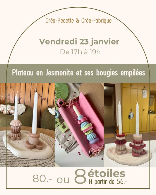 Plateau en Jesmonite et ses bougies empilées - Vendredi 23 janvier de 17h à 19h