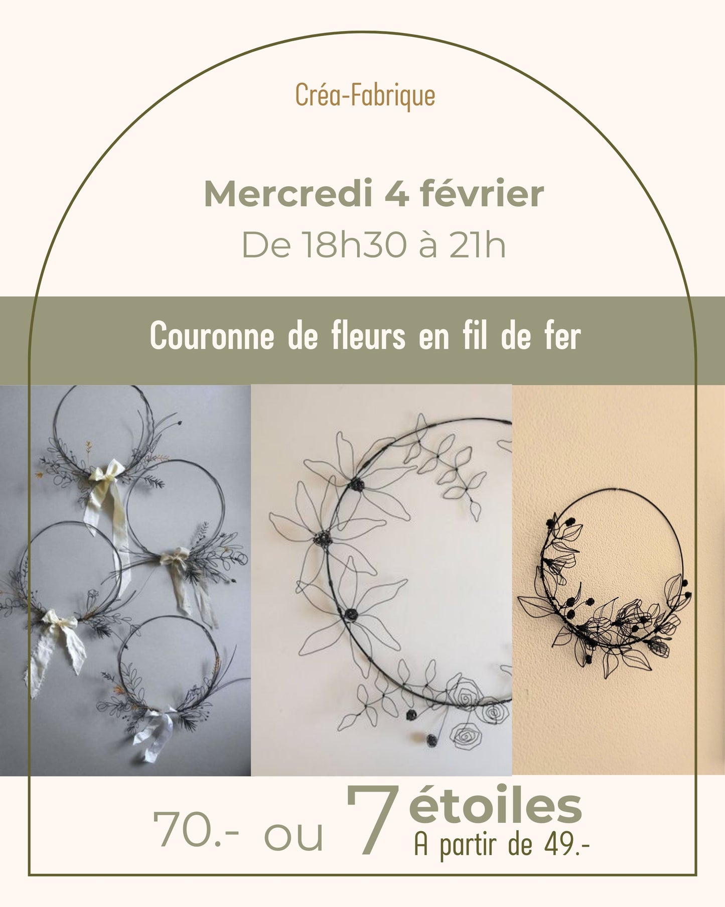 Couronne de fleurs en fil de fer - Mercredi 4 février de 18h30 à 21h