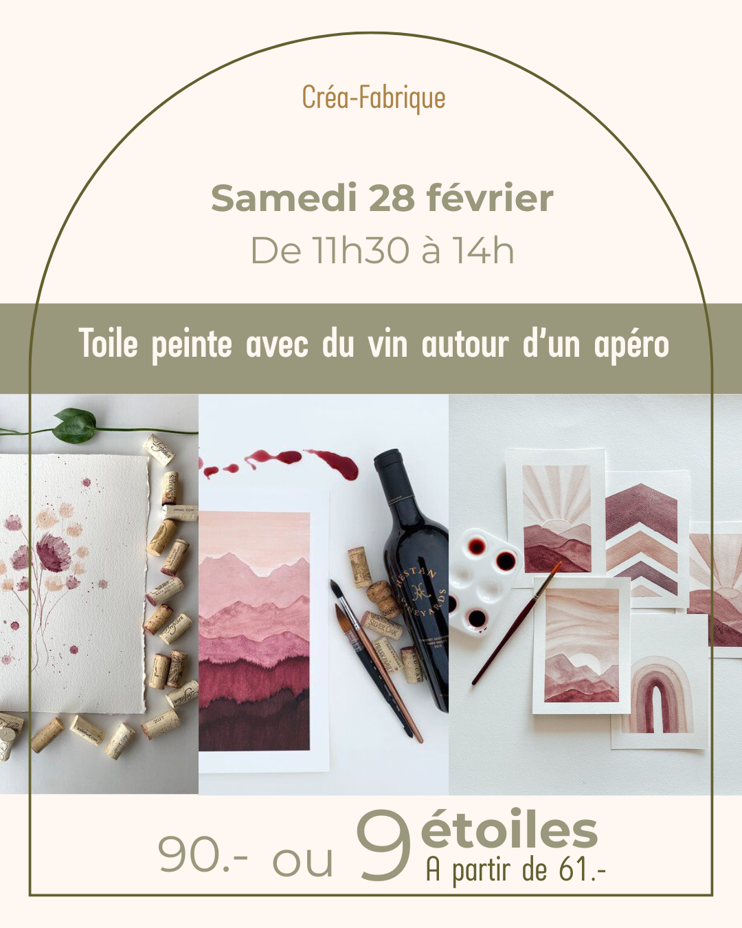 Toile peinte avec du vin autour d’un apéro