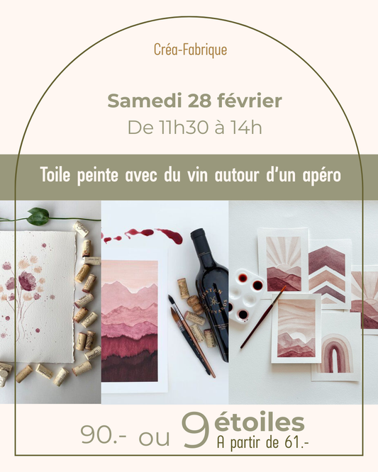 Toile peinte avec du vin autour d’un apéro